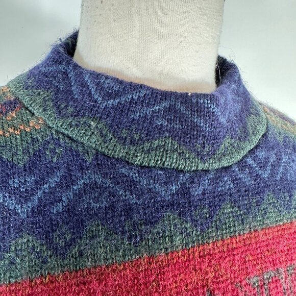 Vintage Mansoon Handknitted in UK Sweater Women's Size Large 100% Wool Nordick - Picture 8 of 12